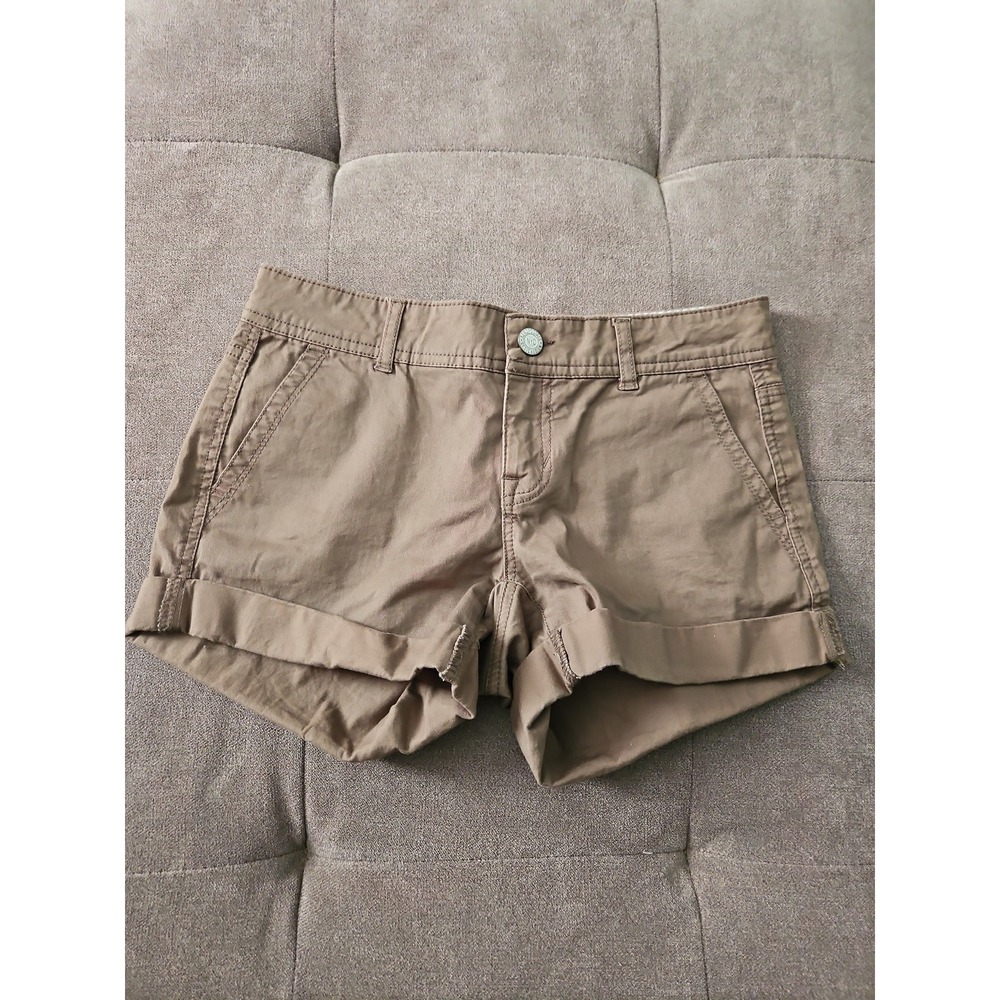 Aéropostale Olive Green Twill Chino Shorts Size 00 Cuffed Low Rise
